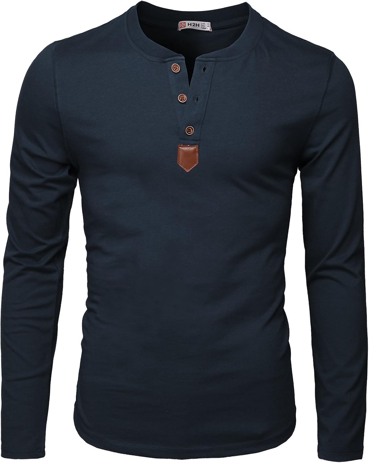 H2H Mens Casual Slim Fit Henley T-Shirt Long Sleeve at  Men’s Clothing store