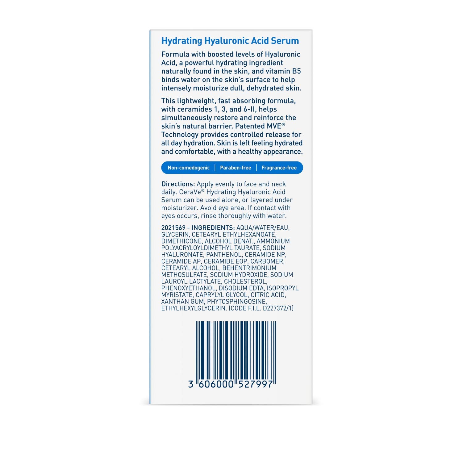 CeraVe Hyaluronic Acid Face Serum | 1 oz | Hydrating Serum for Face with Vitamin B5 | For Normal to Dry Skin | Paraben & Fragrance Free: Beauty