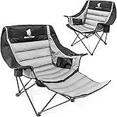 GEERTOP Oversized Padded Camping Chair for Adults with Removable Foot Rest Heavy Duty Extra Wide Compact Outdoor Folding Chair with Cup Holders 400lbs Capacity for Lawn Fishing Sports