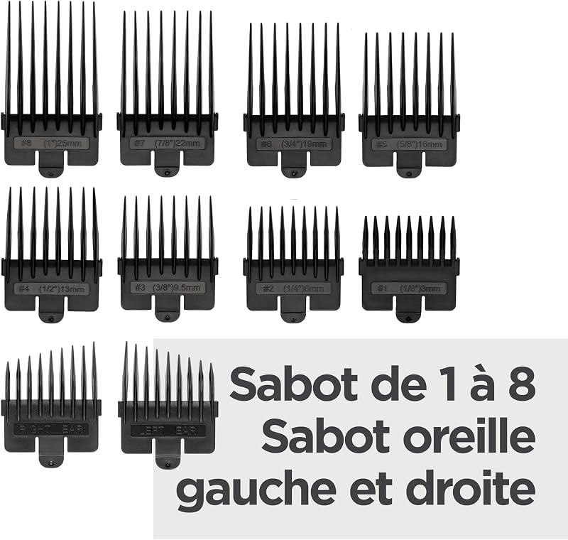 - E812E - Tondeuse cheveux sans fil Lithium Power - Batterie Lithium, charge rapide, lames en acier japonais, 8 sabots pour s'adapter à tous les styles