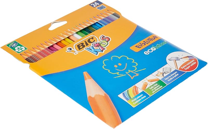 Kids Buntstifte ECOlutions Evolution, zum Malen in 24 Farben, im Karton Etui, ab 5 Jahre, Bruchsichere Mine & ohne Holz