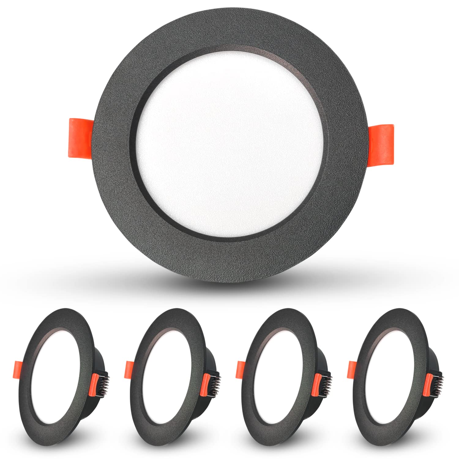 Sweier 5W Ultra Slim LED Downlights IP44-6000K Cool White Recessed Ceiling Lights (5 Pack),70-85mm Cutout,480 lm Bathroom & Kitchen Spotlights