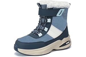 koppu Kids Snow Boots Winter Hook and Loop Waterproof Slip Resistant Fur Lined Insulated Mid Calf boys and girls Fashion Color Block shoes Toddler/Little Kid/Big Kid