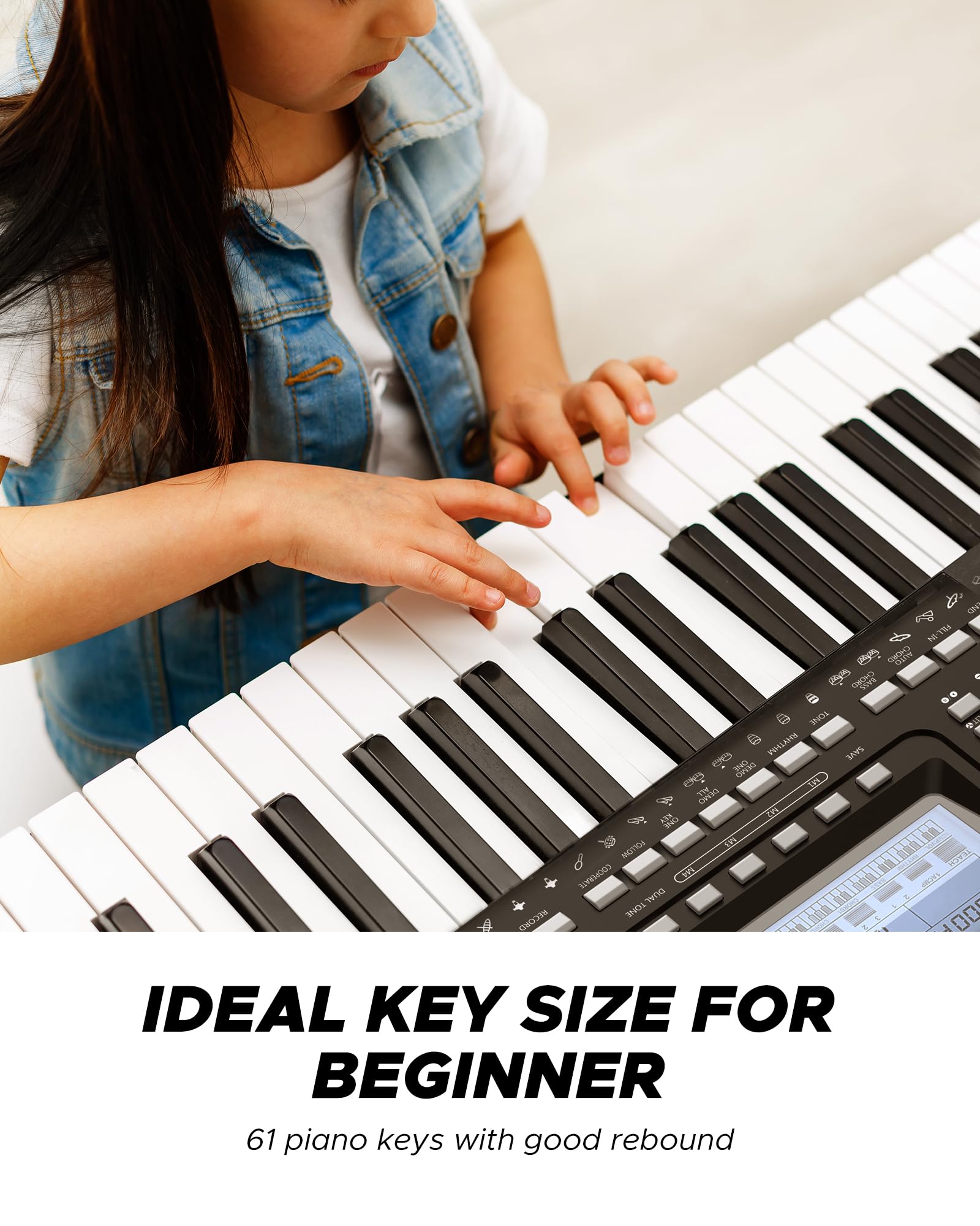Starfavor 61 Key Portable Electric Keyboard Electronic Piano Music for Beginners Adults Kids, include Z-style Stand, Stool, Power Supply, Microphone, Headphone (SEK-461S)