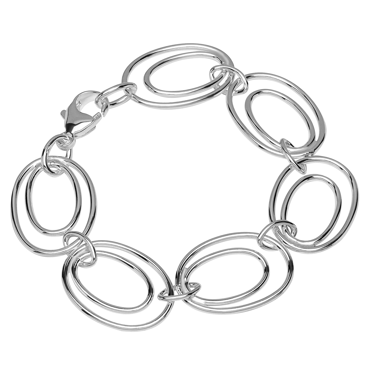 NKlaus bracelet 925 sterling silver 19cm Luna chain ladies double anchor bangle chain 12850