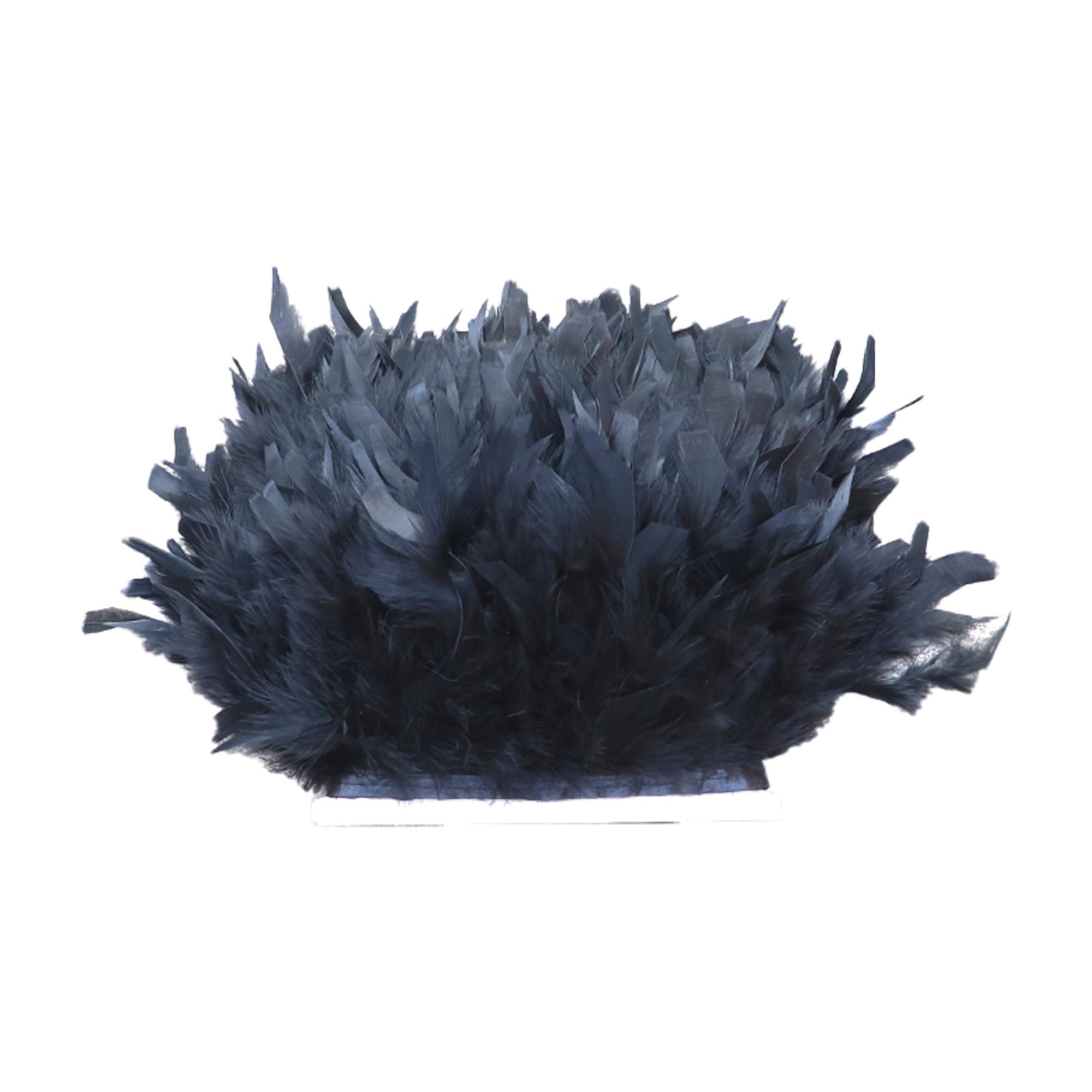 Selene 43 Colours 2 Meters Quality Natural Feather Trimming Fringe for Millinery Craft Dress Making (#2-Black)