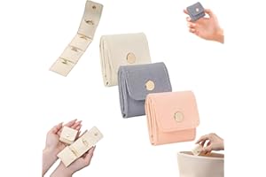 Ikokei Mini Travel Jewelry Bag, Mini Travel Jewelry Roll Bag with Buckle, Portable Foldable Travel Jewelry Organizer Case, Small Jewelry Box for Earrings, Rings, Necklaces (3PCS)