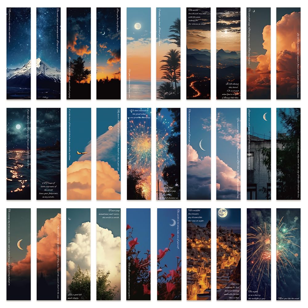 Photo 1 of LiYiQ 90 Pcs Paper Cloud Sky Bookmarks Aesthetic Scenery bookmarks Earth Day Bookmarks 6×1.6-inch Moon Cloud Bookmarks Set Bulk for Women, Book Lovers