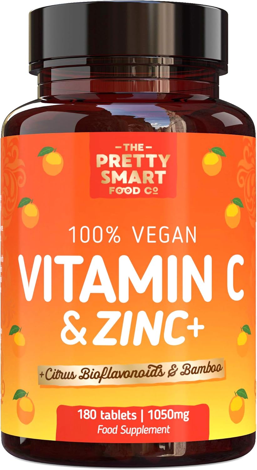 Powerful Vitamin C and Zinc Tablets, Vitamin C 1000mg with Zinc, 6 Month's Supply, Boosted with Citrus Bioflavonoids & Bamboo