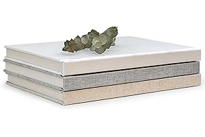 CYPRESS GALLERY Decorative Book Set | Linen Covered Book Set | Set of 3 Real Linen Hardcover Book for Decor | Fashion Designer Books | Home Decor Coffee Table Book Set | Display Books for Coffee Tables and Shelves