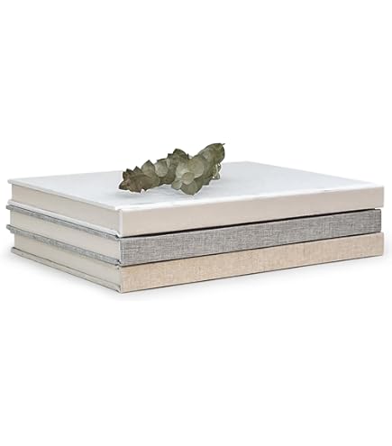Kigan Home Linen Covered Decorative Books - Set Of 3 Light Grey Fabric Books For Home Decor
