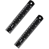 Zotemo 6 Inch Metal Ruler Set - Dual Scale Metric &amp; Imperial,150 mm Straight Edge Rule, Laser Engraved, Edge-to-Edge Measuring for School, Geometry, Crafting &amp; Gifts (2-Pack)