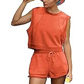 Songling Two Piece Sets for Women Summer Short Workout Tank Tops and Shorts Matching Set Outfits Tracksuit with Pockets
