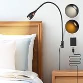 Obeaming Wall Mounted Reading Light, Headboard Light with Lamp Head Switch | Minimalist Design, USB-C Powered, CRI 95+,4000K + Amber Nightlight,8&ndash;100% Dimmable, Metal Gooseneck,For Home Bedroom Bedside