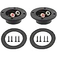 BlueMart 3-'' Double Binding Round Gold Plate Push Spring Loaded Jacks Connector Speaker Box Terminal Cup (Black - 2pcs), (B-S)