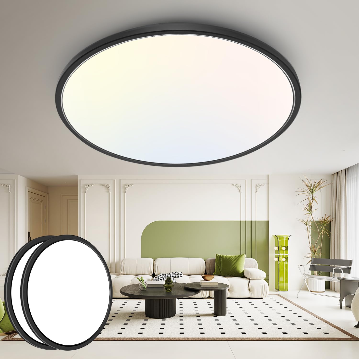 hepside 15.8INCH 2Pack Big Dimmable Flush Mount
