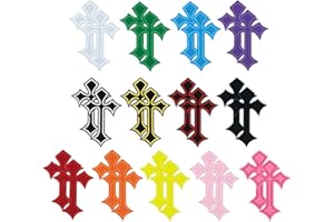 QIYUDA 26 PCS Cross Patches Iron on, DIY Chrome Hearts Patches for Clothing Jeans Hats Backpacks Jackets Shirts