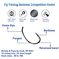 Eupheng 100pcs Plus Best Barbless Competition Fly