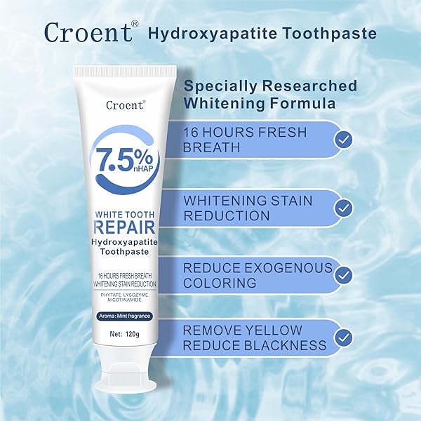 HYDROXYAPATITE TOOTHPASTE, ENAMEL PROTECTION AND FRESH BREATH, FLUORIDE FREE HIDROXIAPATITA TOOTHPASTE FOR SENSITIVE TEETH.