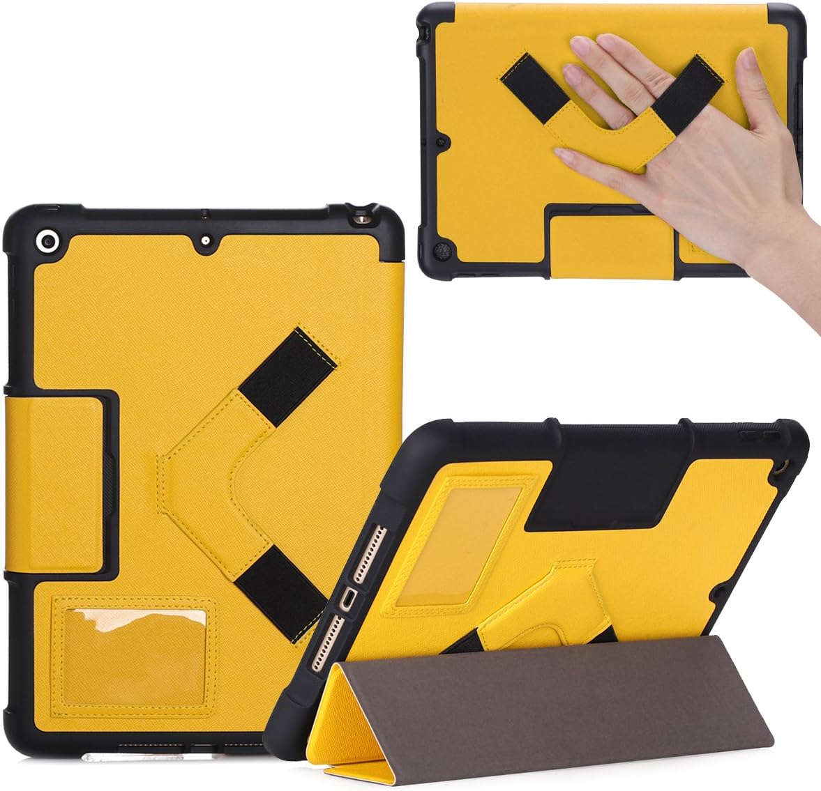 NutKase 2018 6th Generation and 2017 5th Gen, Best Shockproof 9.7" iPad Case for Models A1893, A1954, A1822, A1823. Rugged Protective Folio Case for Apple iPad Ideal for Schools and Students. Yellow