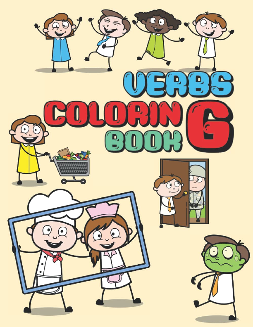 amazon com verbs coloring book color and learn english verbs coloring book big jumbo kids ages 3 8 9798522781293 woods leonardo books
