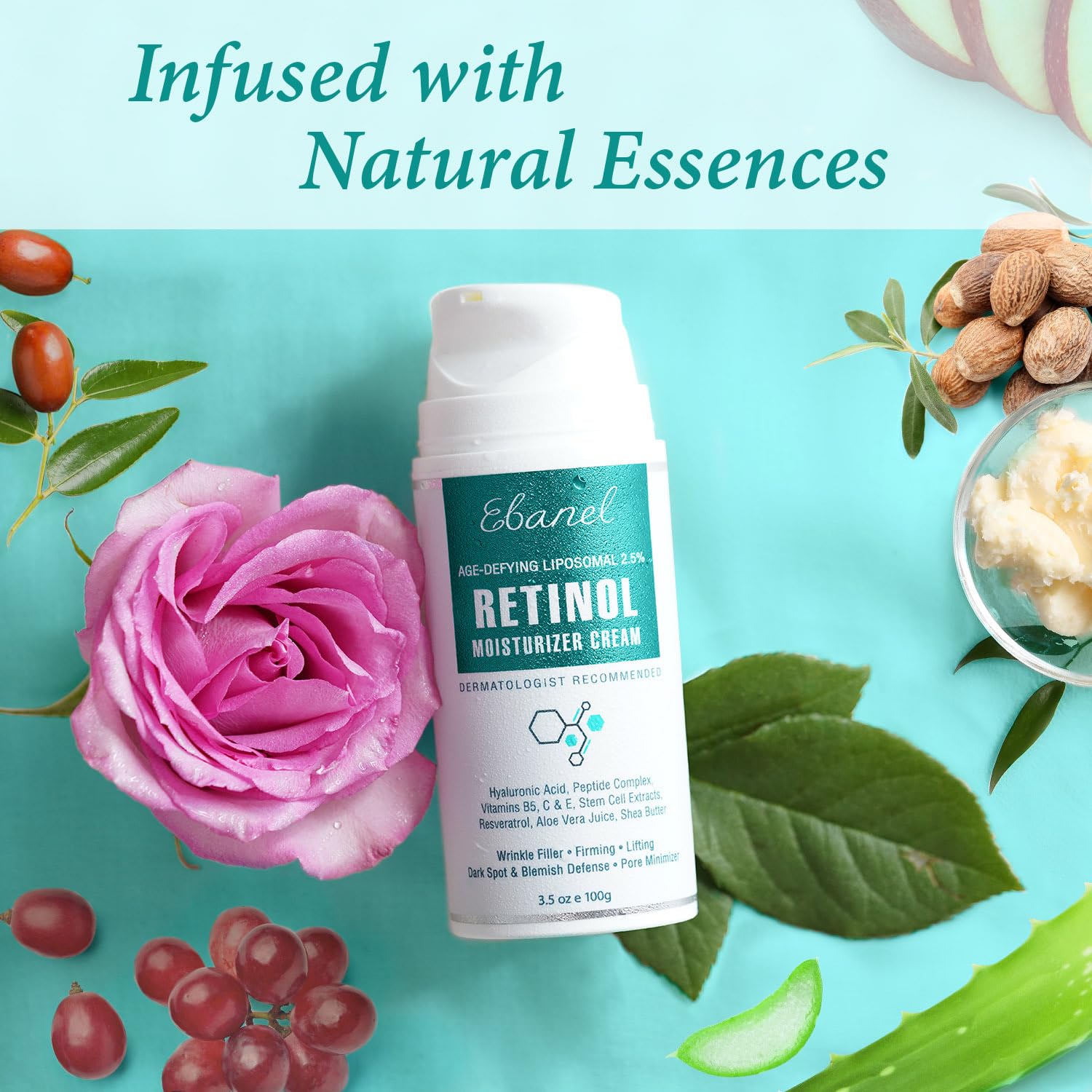 Ebanel 2.5 Retinol Cream Face Moisturizer with Peptides, Vitamin C, Hyaluronic Acid, Anti Aging