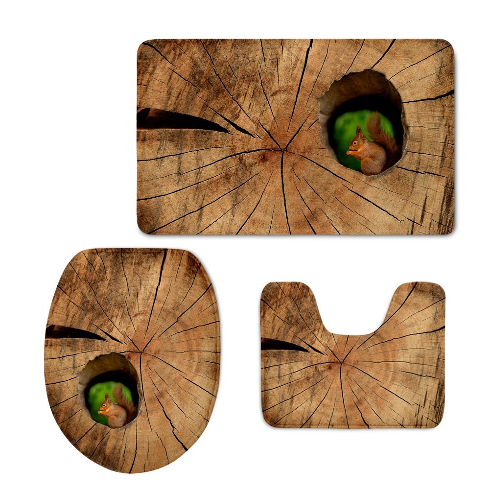 Badaccessoires Farbe : Y QQB &Badezimmermatte Holzmaserung 3 Stück