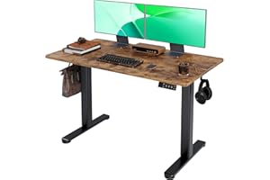 Claiks Electric Standing Desk, Adjustable Height Stand up Desk, 24x48 Inches Sit Stand Home Office Desk with Splice Board, Black Frame/Rustic Brown Top