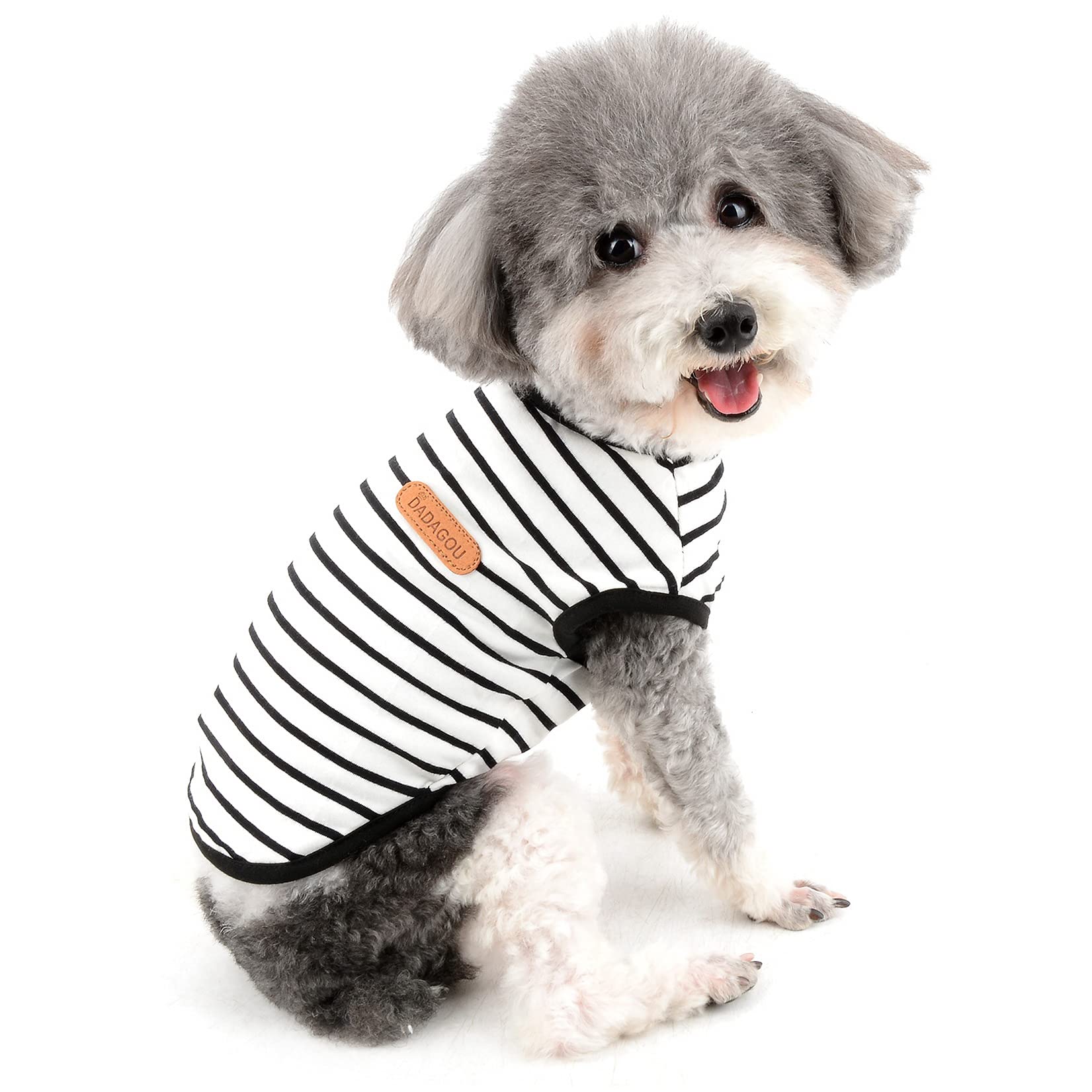 Zunea Dog Shirts for Small Dogs Summer Puppy Pet Clothes T-Shirts Soft Cotton Vest Striped Breathable Sleeveless Tank Top Pet Cats Chihuahua Basic Tee Shirt Apparel for Dogs Girls Boys Black S
