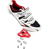 Venzo Bicycle Men's Road Cycling Riding Shoes - 3 Straps - Compatible with Look Delta & for Shimano SPD-SL - Perfect for Road Racing Bikes - White - 8 US Men