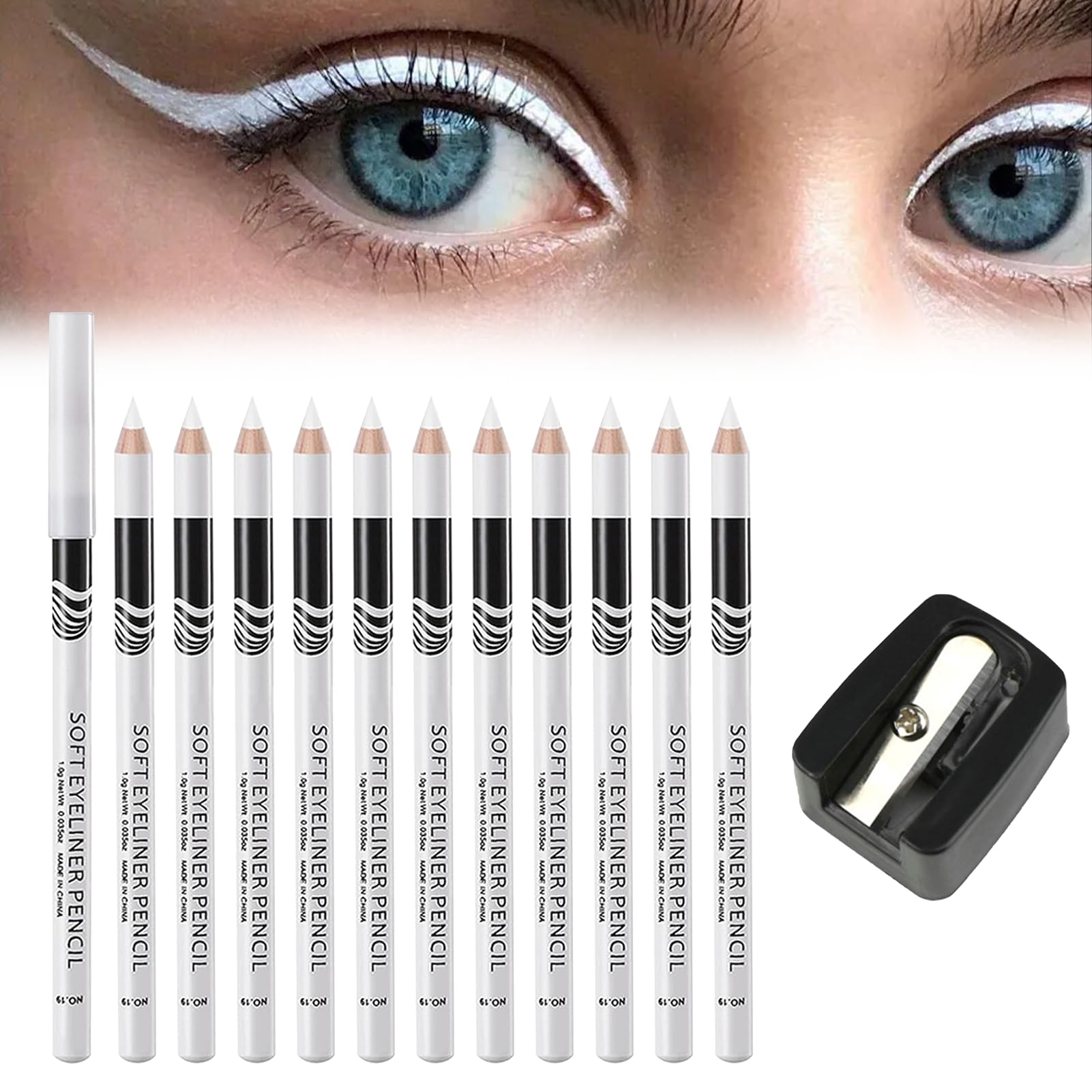 12PCS White Eyeliner Pencils - Waterproof, Long Lasting, Skin Marking Eyeshadow & Highlighter