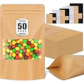 Jetmore 50 Pack Smell Proof Bag, Resealable Bags for Small Business, Stand Up Pouches with Window, Small Sealable Bags for Spice, Food Gift, Coffee, Candy, Dog treat, Wax Melt Packaging (3.5x5.5in)