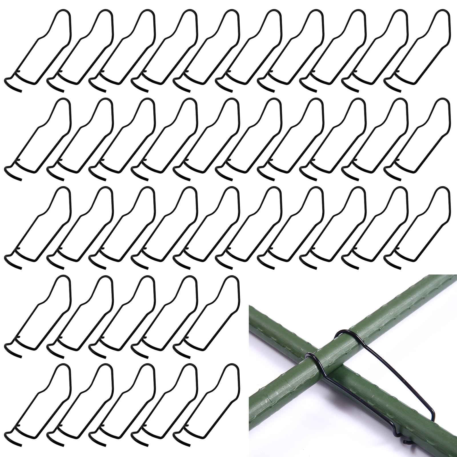 40Pcs Plant Trellis Connecting Buckles,Garden Stakes Trellis Clips for Bamboo Canes,Garden Support Stakes Plant Climbing Frame Buckles for Tomato Cucumber Eggplant Vine Vegetable (Black,11MM)