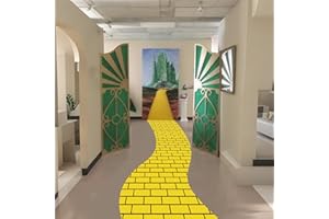 Preboun Yellow Brick Floor Runner for Wizard Party Decorations 47 x 118 Inches Long Yellow Brick Stone Wall Backdrop Tablecloth for Halloween Princess Cosplay Medieval Castle Party