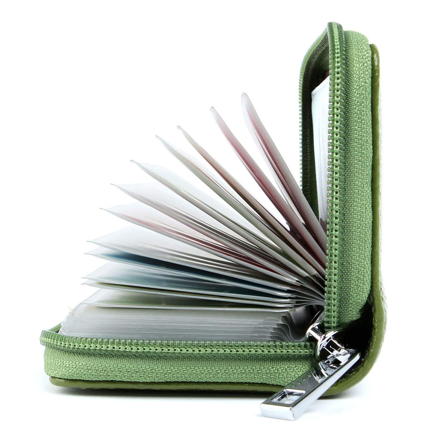 AirZyx Credit Card Holders Women Ladies Leather Credit Card Wallets for Women Ladies 26 Card Slots RFID Protector (Green)
