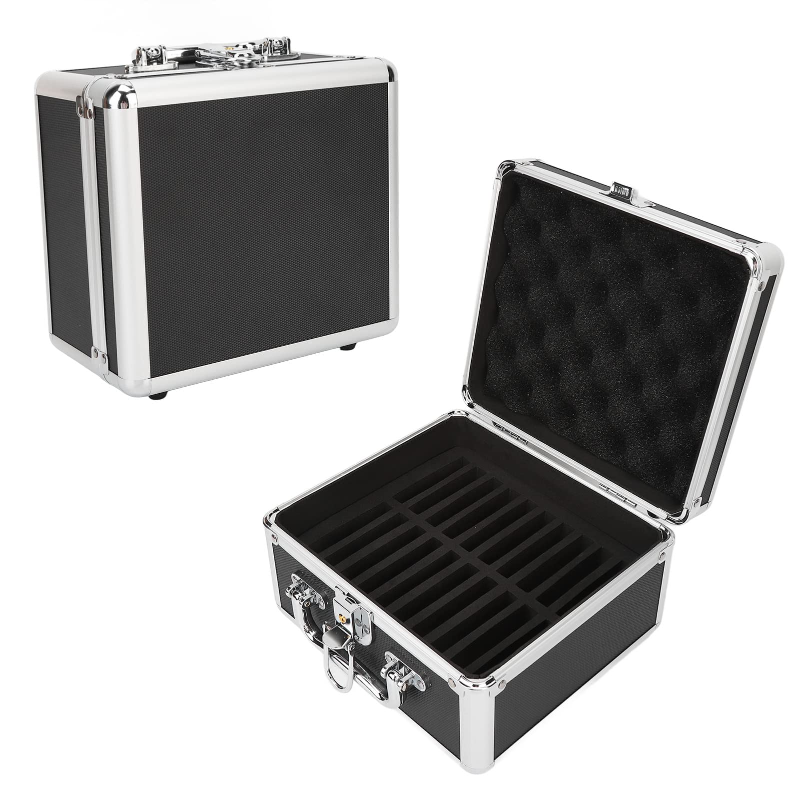 ASHATA 2.5 Inch Hard Drive Storage Box, Hard Drive Protection Storage Box Case with Security Lock, 20 Bays Waterproof External Hard Disk Carrying Case Convenient Handle