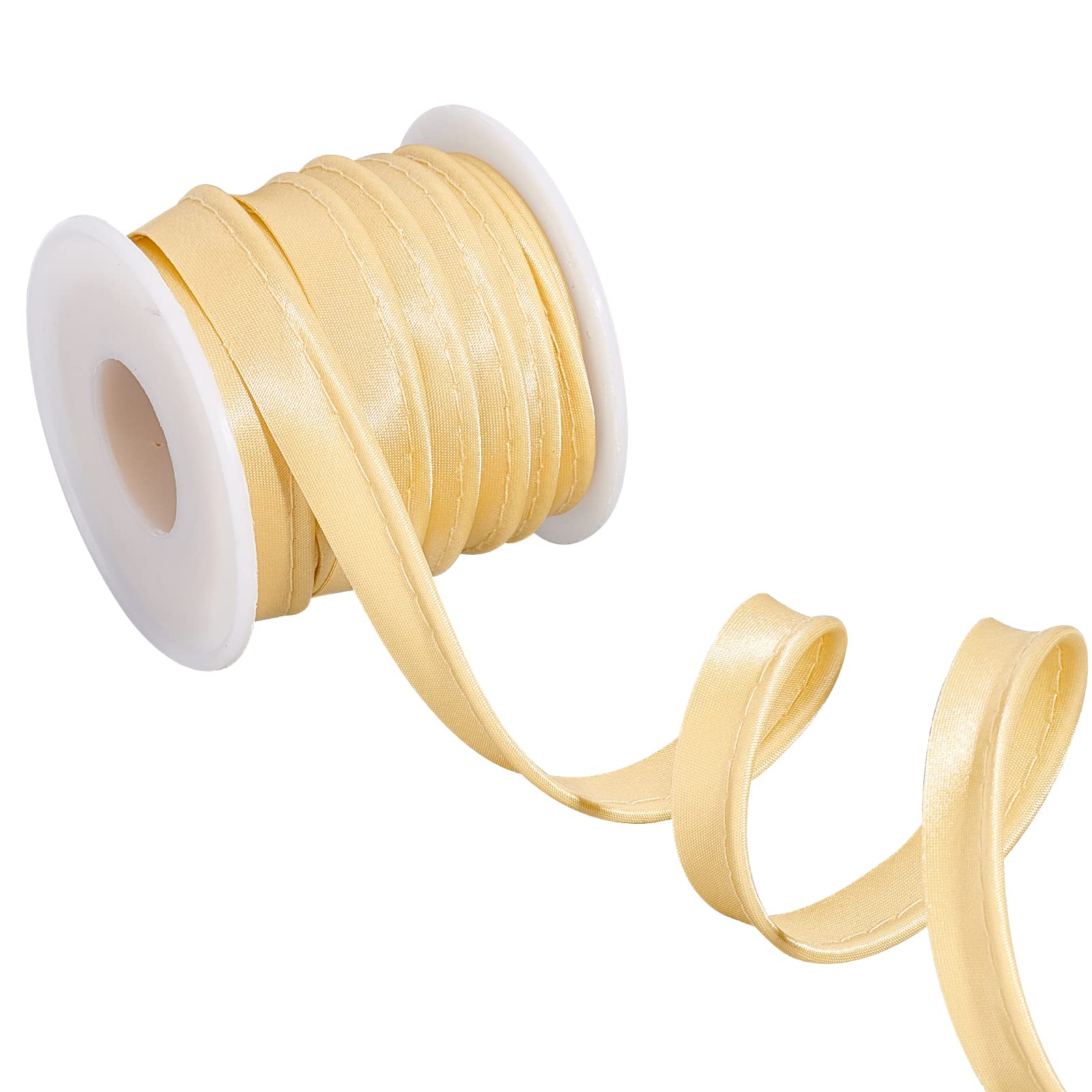 FINGERINSPIRE 10.9 Yards/10m Satin Piping Trim with Cotton Core 12mm Single Fold Bias Tape Yellow Maxi Piping Bias Tape for Sewing & Upholstery