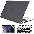 DONGKE Compatible with MacBook Air 13 inch Case 2021 2020 2019 2018 Release Model: M1 A2337 A2179 A1932, Matte Hard Case Cover for MacBook Air 13 inch with Retina Display Fits Touch ID - Black
