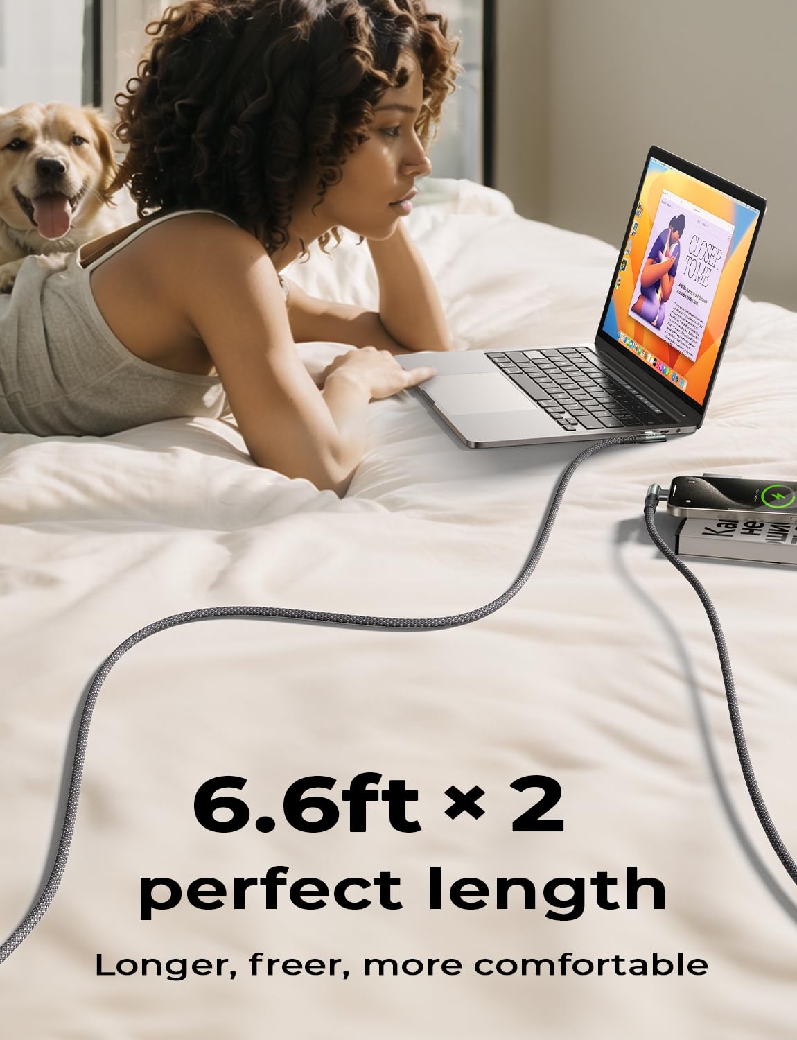 AINOPE 240W USB C to USB C Cable (6.6ft 2Pack Chubby USB C) USB C to USB C Fast Charging Cable, Right Angle USB C Charger Cable for iPhone16 Charger Cord, MacBook Pro, iPad, Samsung Galaxy S25