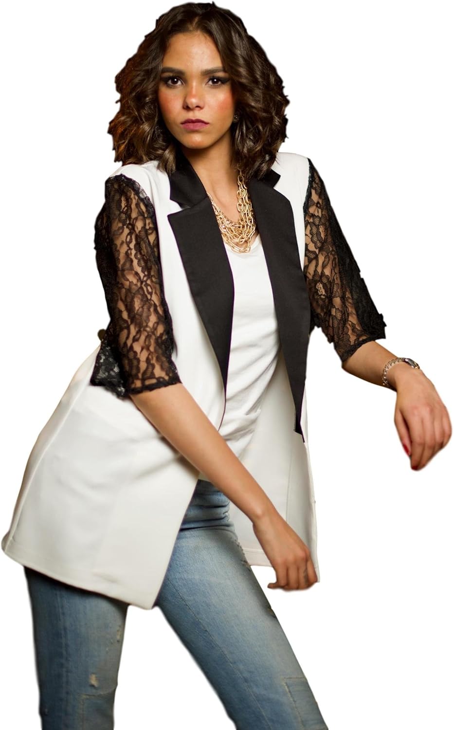 white short sleeve blazer