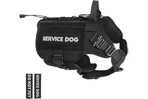 PETNANNY Tactical Dog Harness - Service Dog Harness Emotional Support Dog Vest for Medium Large Dogs, No Pull ESA Dog Vest with Hook & Loop, Working Molle Vest for Training Huntin(Black,M)