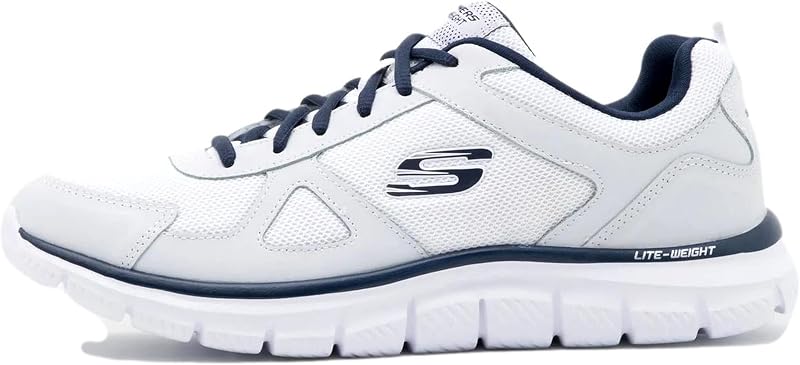 Track Scloric, ténis masculinos, Acabamento Azul-marinho em malha de couro branco Pu, 43 EU