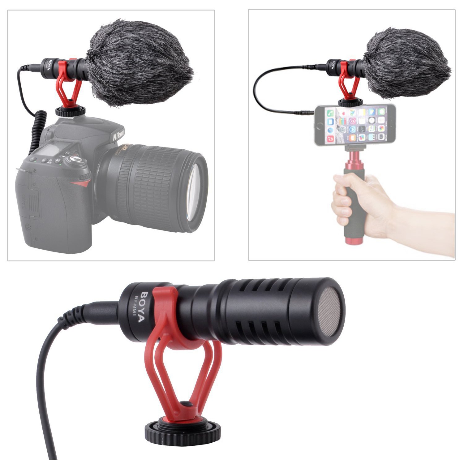 Crazefoto BY-MM1 Super Cardioid Shotgun Video Microphone Universal Compact On-Camera Mini Recording Mic Directional Condenser for DSLR Camera Camcorder iPhone Smartphones
