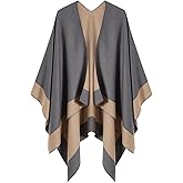 Tazhmily Women's Shawl Wrap Poncho Cape Cardigan Open Front Coat Shawl Wrap Scarf for Spring Fall Winter