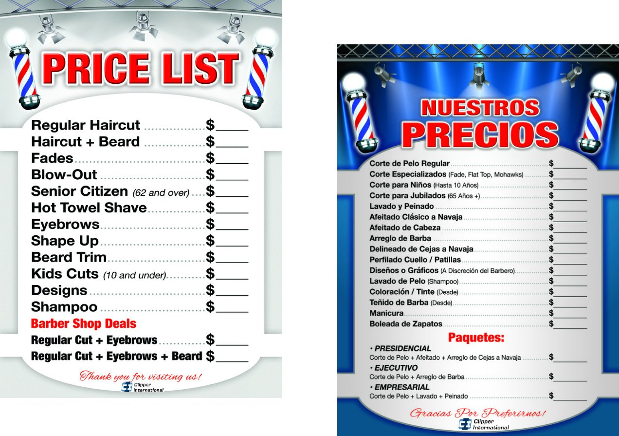 clippers barber shop prices