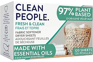 The Clean People Fabric Softener Sheets - Dryer Sheets - Softens & Removes Static Cling - Vegan Laundry Softener With Essenti