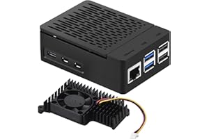 iUniker Raspberry Pi 5 Case, Pi 5 Case Fan ABS Case with PWM Heatsink 4 Pin Fan, Heatsink, Simple Removable Top Cover for Raspberry Pi 5 (Pro Heatsink Fan, Black)