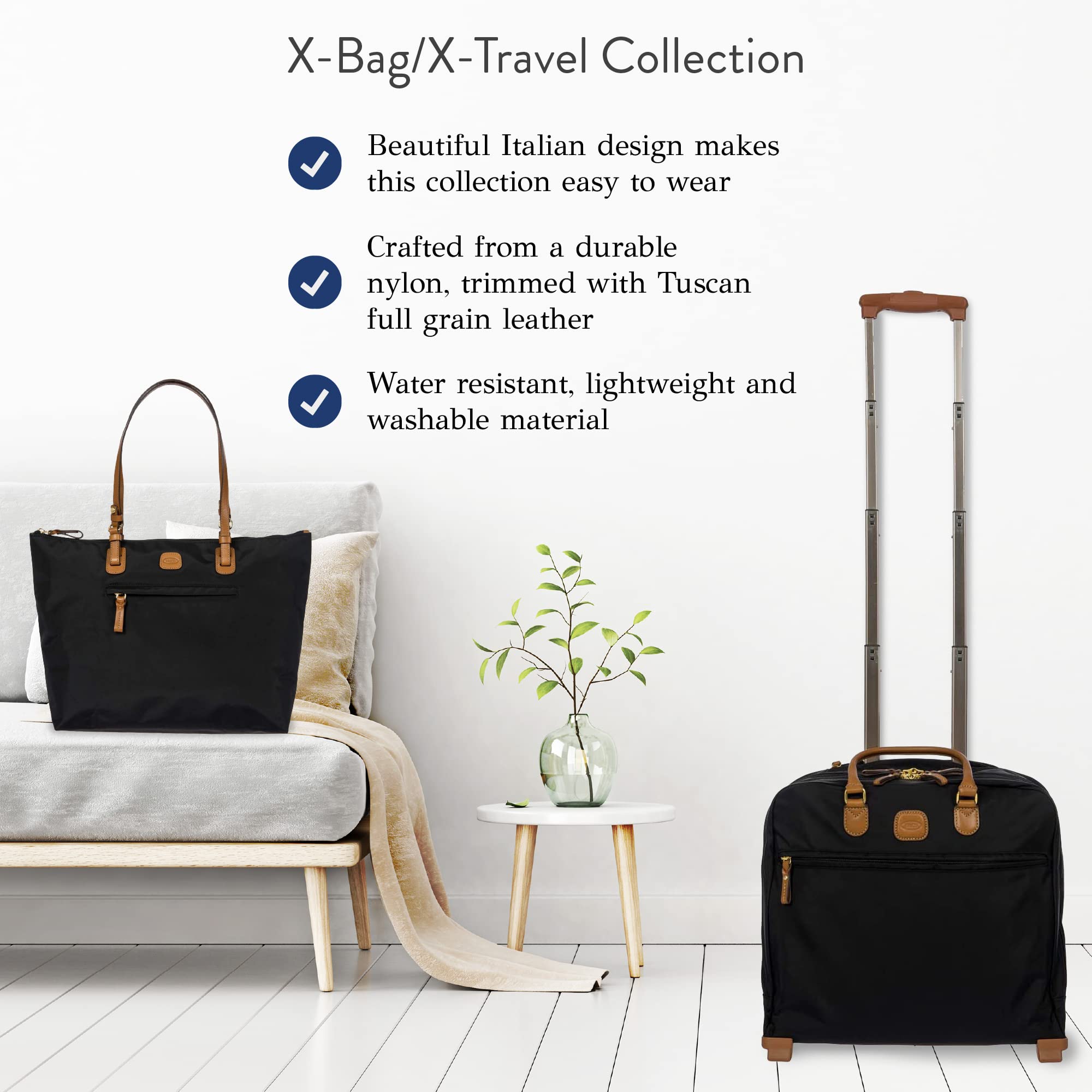Bric's X-Bag/X-Travel 2.0 - Pilot Bag - Rolling Carry On Luggage - Business - 14 x 15.5-Inch Luggage Laptop Bag, Black