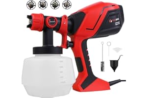T TOOLSPACE TOOLSPACE Paint Sprayer 700W HVLP Spray Paint Gun with 4 Nozzles & 3 Patterns Easy to Clean for House Painting Furniture Cabinets Walls Chairs Interior Paint Tools