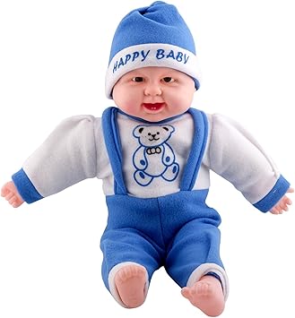 Toyshine 18 Inches Baby Musical and Laughing Boy Doll, Touch Sensors, Blue, Assorted Design